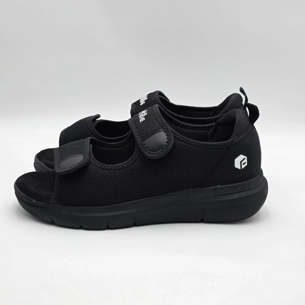 FitVille Women's Diabetic Sandals Casual Comfort Adjustable Shoes Black Size 10W